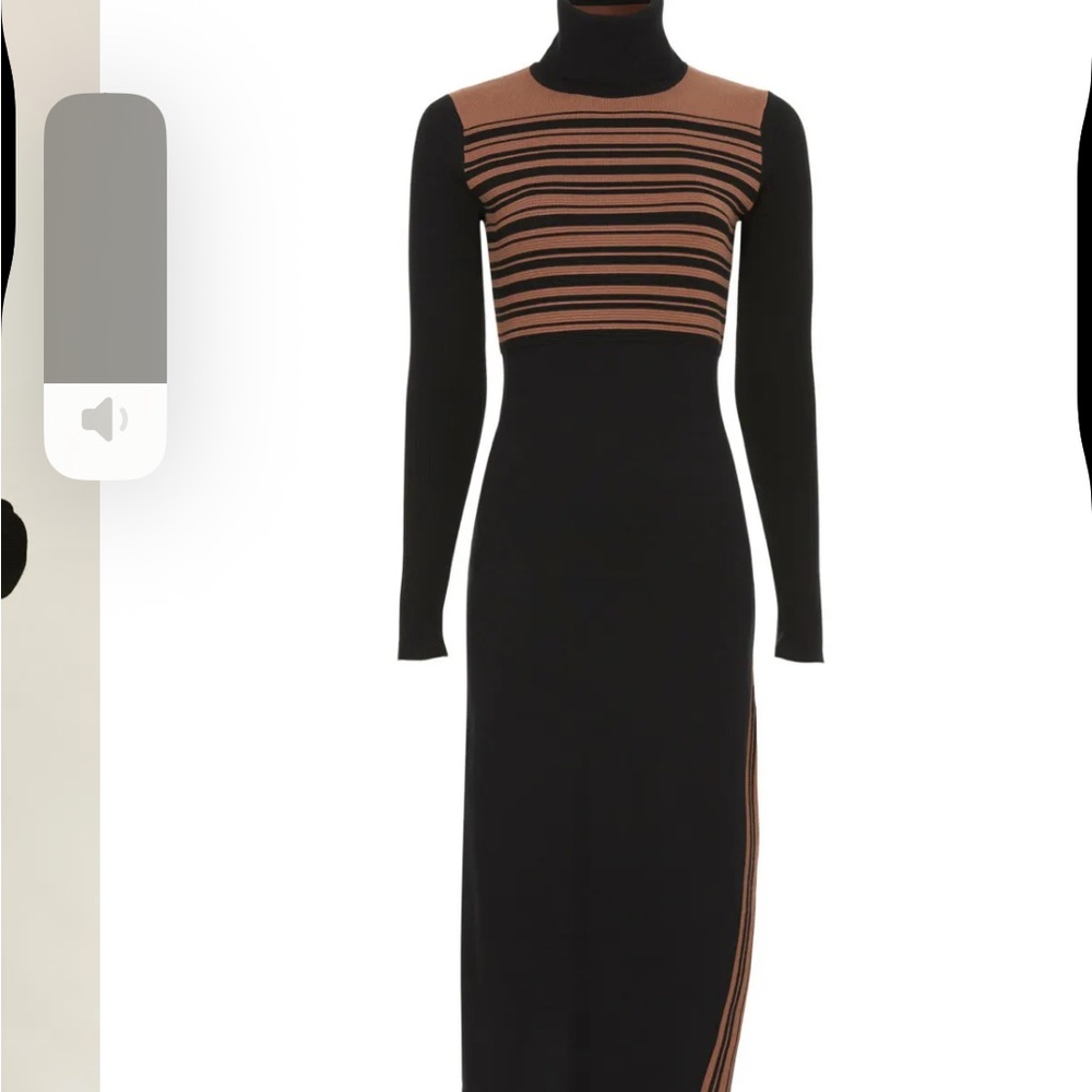 Elegant Black and Brown Striped Dress